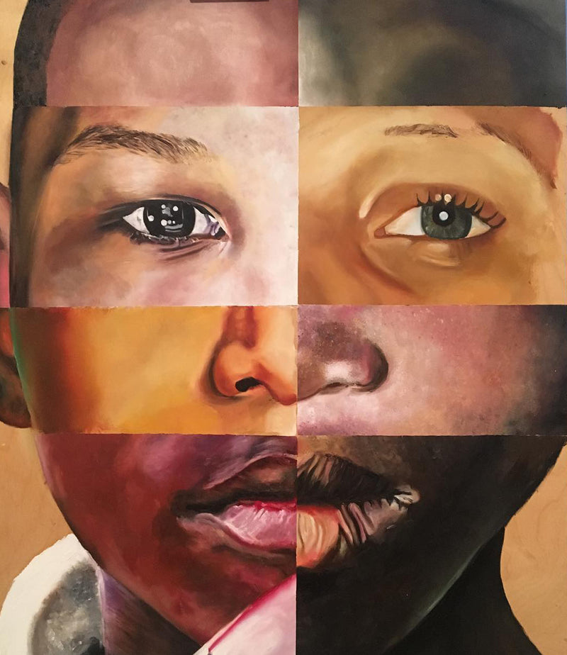 Painting of a child's face created by combining 8 sources.
